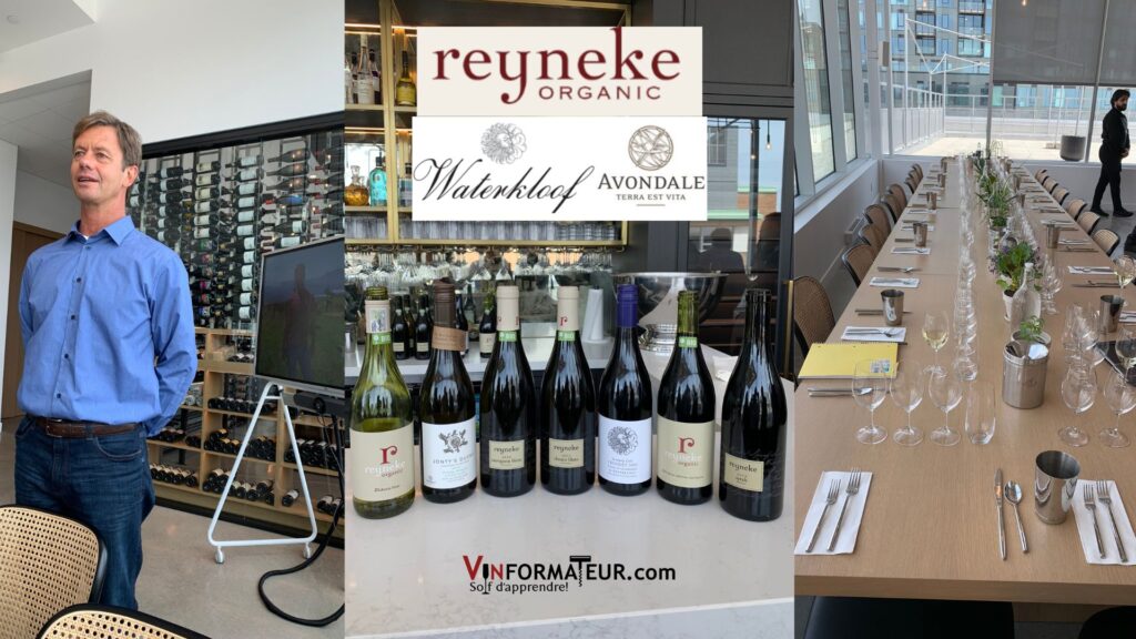 Dégustation et masterclass des vins bios d'Afrique du Sud: Johan Reyneke de la maison Reyneke, vins dégustatés aux bureaux de l'agence Dandurand/Univins.