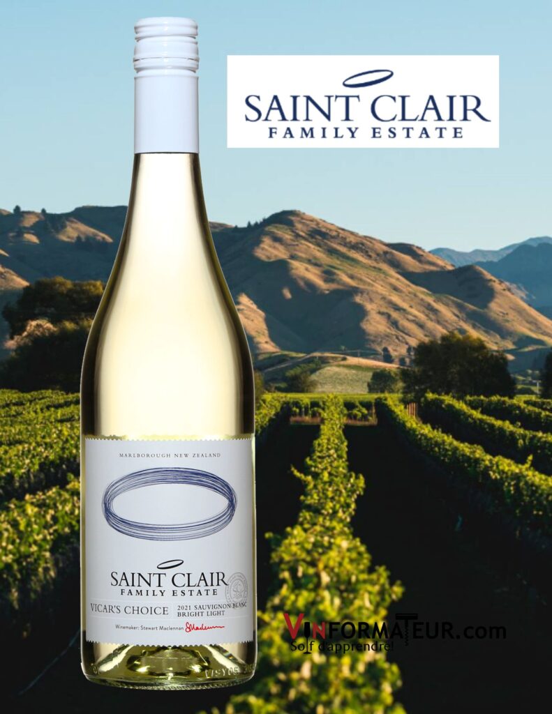 Vicar’s Choice, Bright Light, Sauvignon blanc, Saint Clair, Nouvelle-Zélande, Marlborough, 2021 bouteille