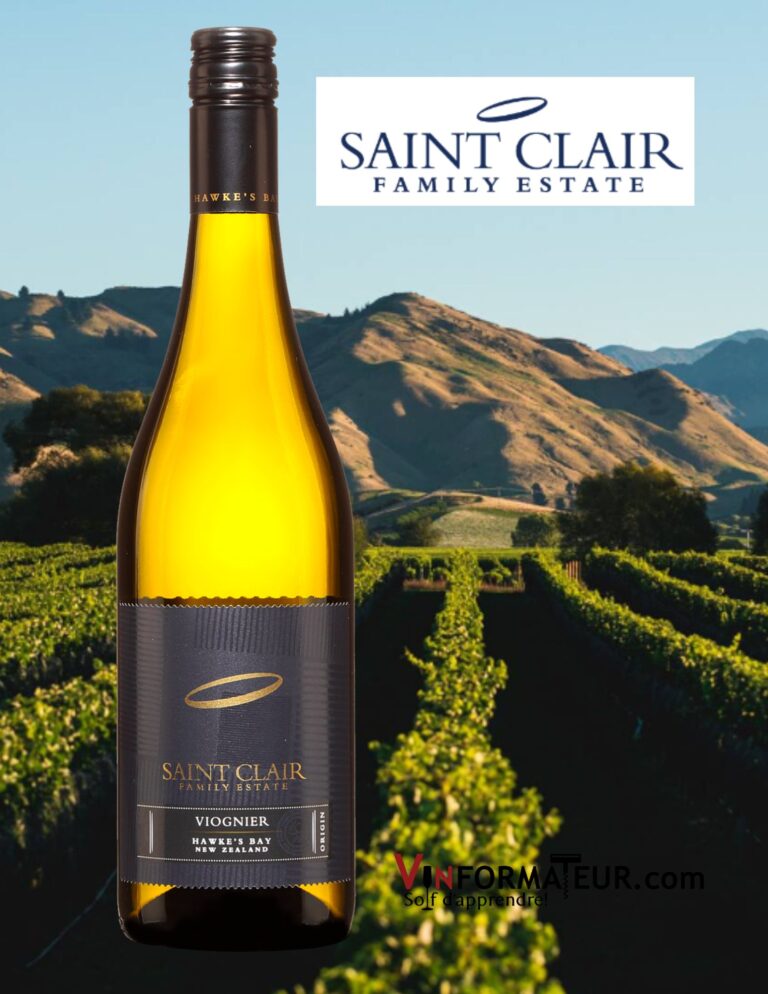 Origin, Saint Clair, Viognier, Nouvelle-Zélande, Hawkes Bay, vin blanc vegan, 2021 bouteille