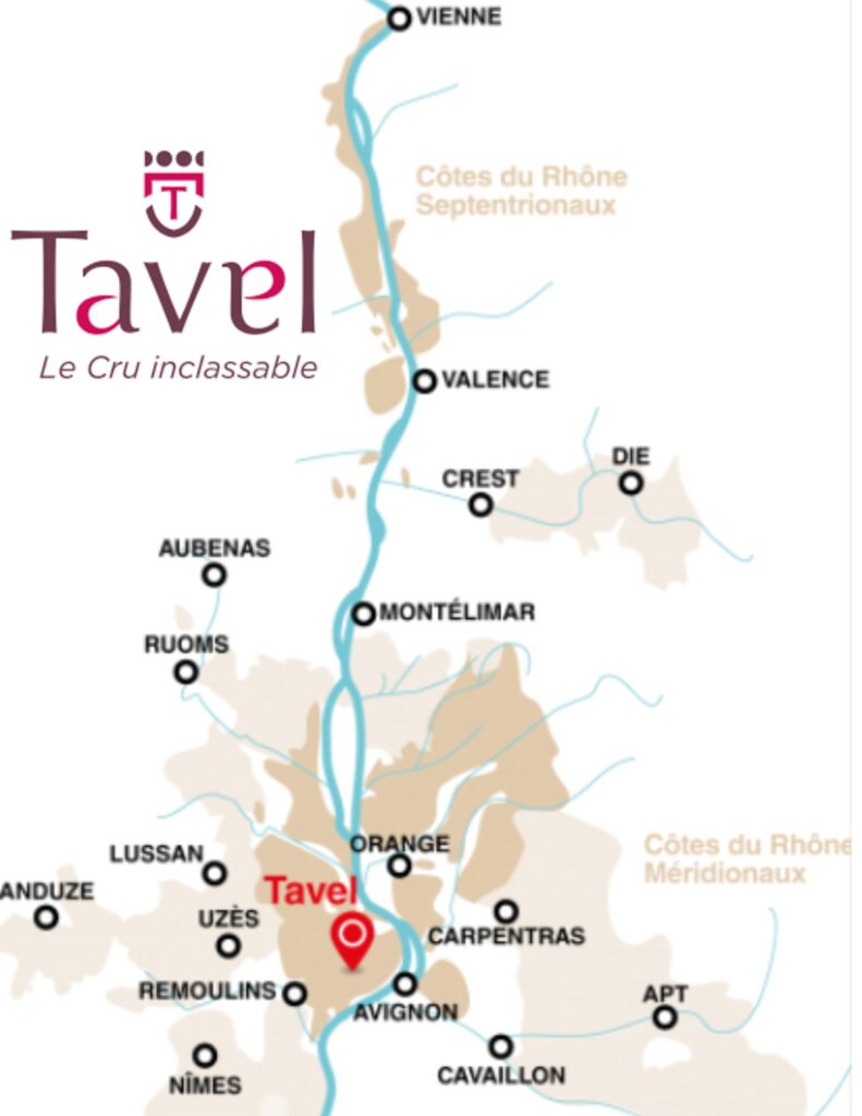 Carte viticole de l'appellation Tavel