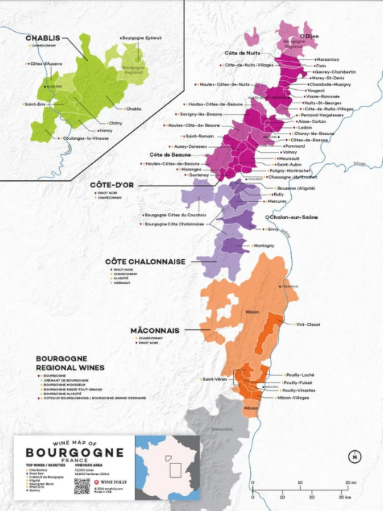 Carte viticole Bourgogne