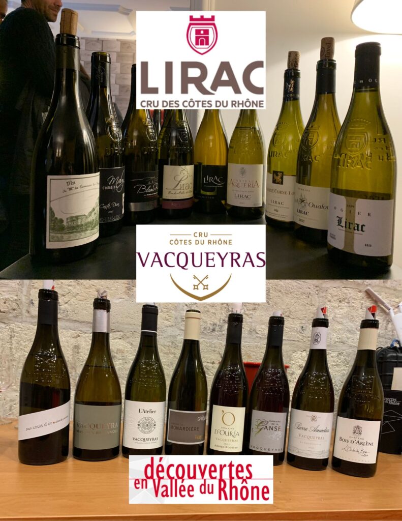 Dégustation des vins blancs des crus de Lirac et de Vacqueyras - découvertes en Vallée du Rhône bouteilles