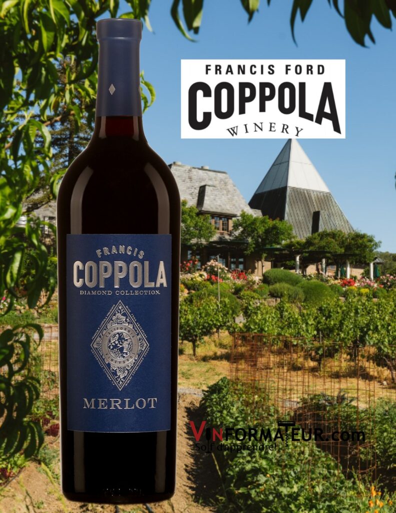 Merlot, Francis Ford Coppola, Diamond Collection, vin rouge, 2018 bouteille