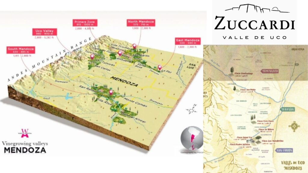 Carte viticole Valle de Uco et maison Zuccardi