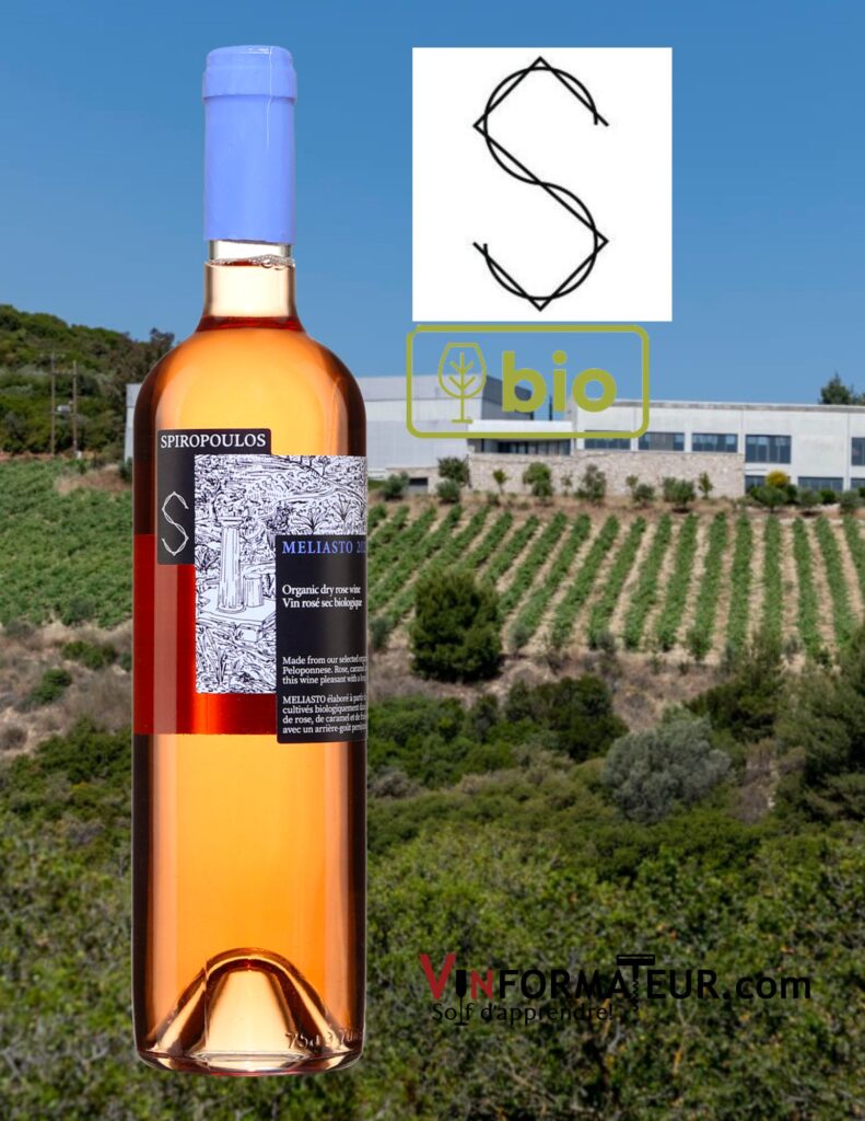 Ktima Spiropoulos, Meliasto, vin rosé bio, Grèce, Péloponèse, 2021 bouteille