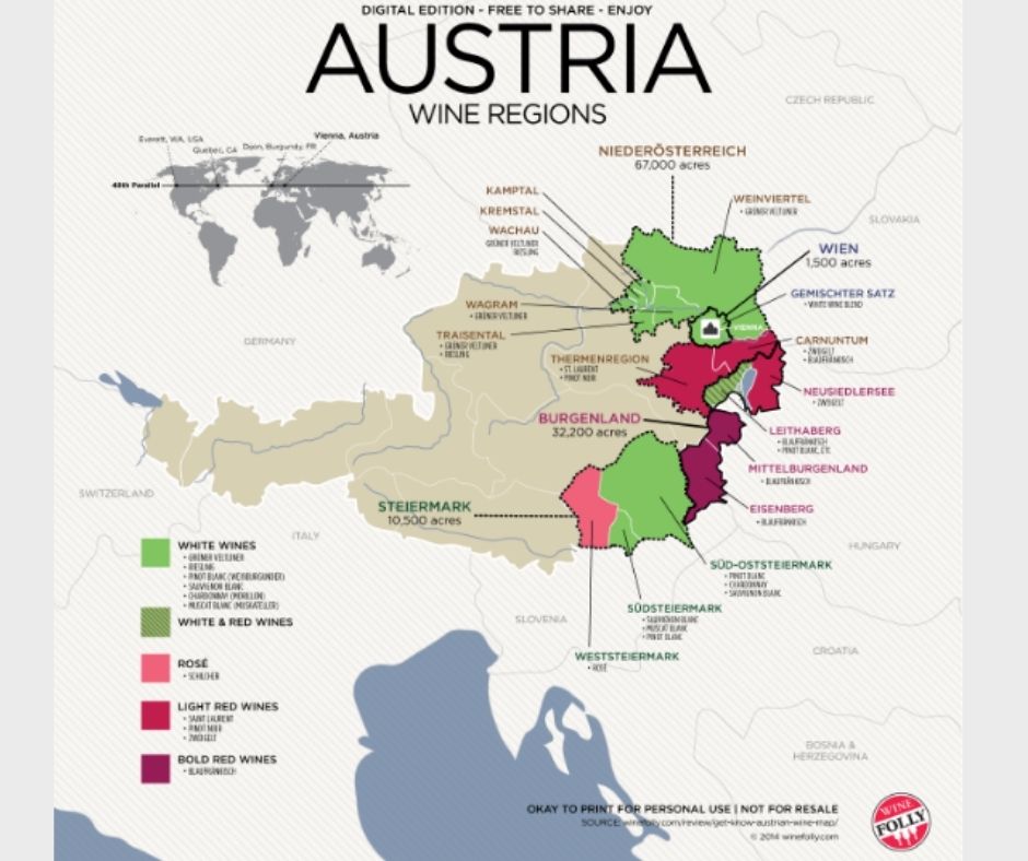 Carte viticole Autriche - Winefolly.com