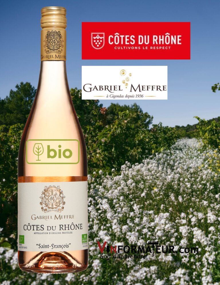 Gabriel Meffre, Cuvée Saint-François, Côtes du Rhône, vin rosé bio, 2021 bouteille