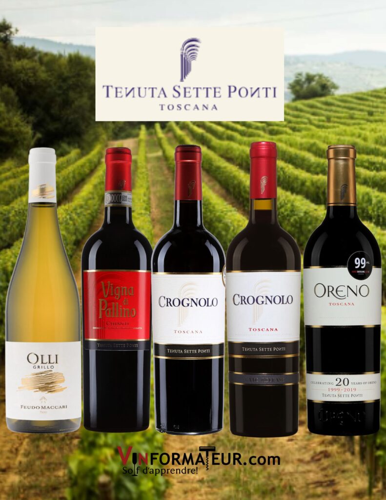 Tenuta Sette Ponti: Feudo Maccari, Grillo, Vigna di Pallico, Chianti DOCG, Crognolo, IGT Toscane, Crognolo Late Release 2016, Oreno. bouteilles