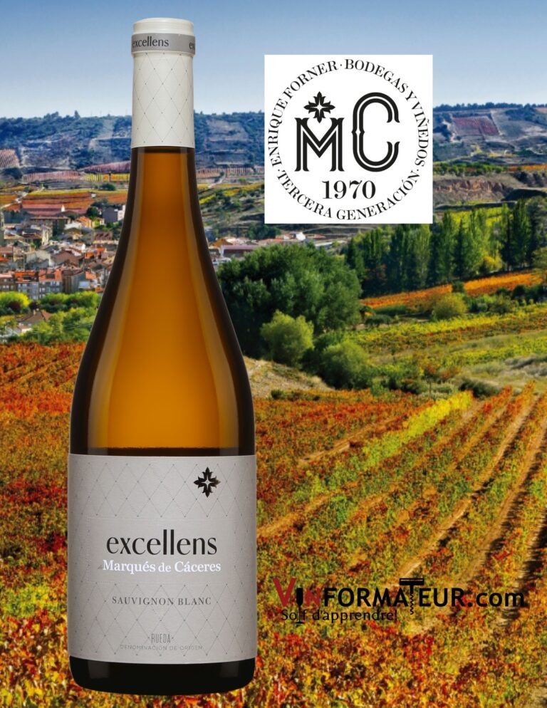 Excellens, Sauvignon Blanc, Espagne, Rueda D.O., vin blanc vegan, Marques de Caceres, 2022 bouteille