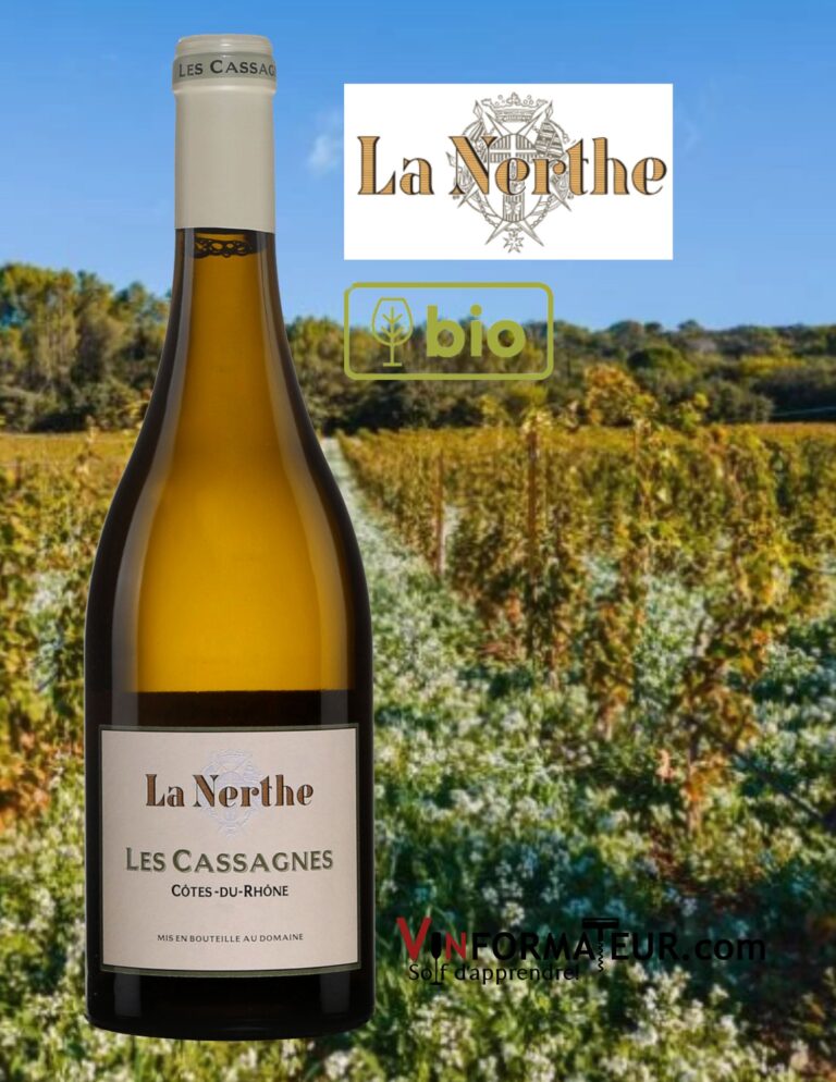 La Nerthe, Les Cassagnes, Côtes du Rhône, vin blanc bio, 2021 bouteille