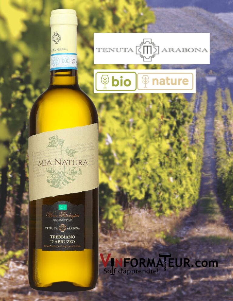 Mia Natura, Trebbiano d’Abruzzo, vin blanc bio et nature, Tenuta Arabona, 2021 bouteille