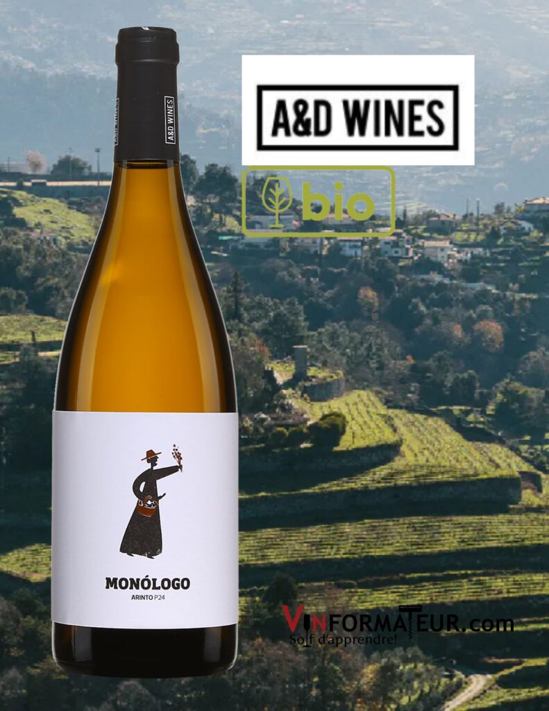 Monologo, Arinto, Portugal, Vinho Verde, A&D Wines, vin blanc vegan et bio, 2022 bouteille