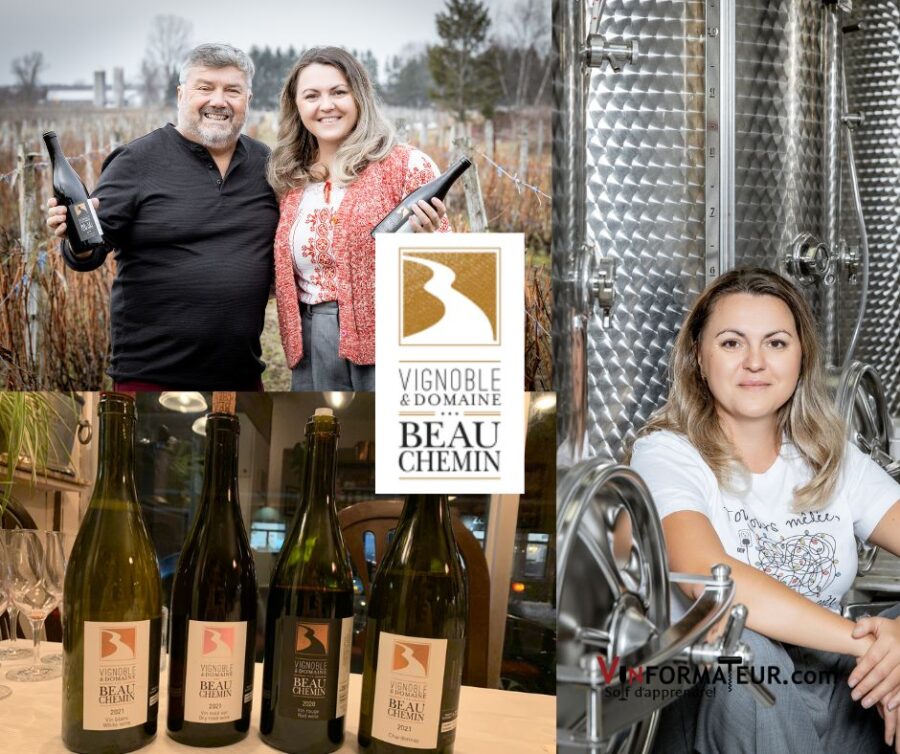 Vignoble Domaine Beauchemin:  Liudmila Terzi, Richard Brasseur, bouteilles et chai.