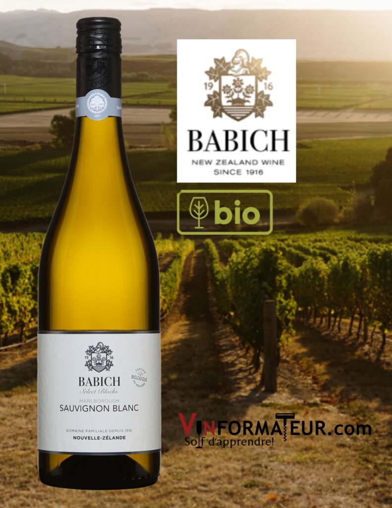 Babich Select Blocks, Sauvignon blanc, vin blanc bio, Nouvelle-Zélande, Ile du Sud, Marlborough, 2021 bouteille