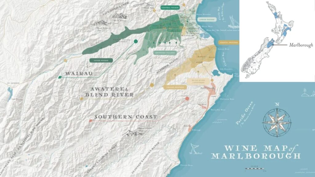 Carte viticole Marlborough Nouvelle-Zélande