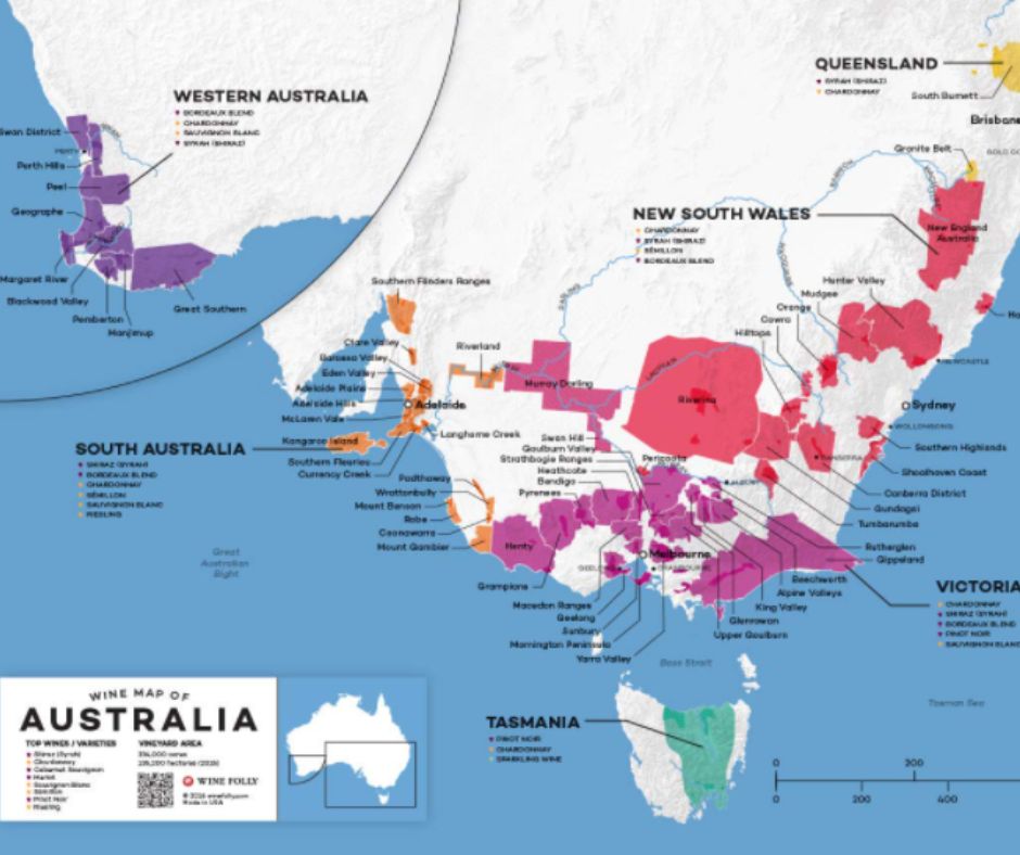Carte viticole Australie