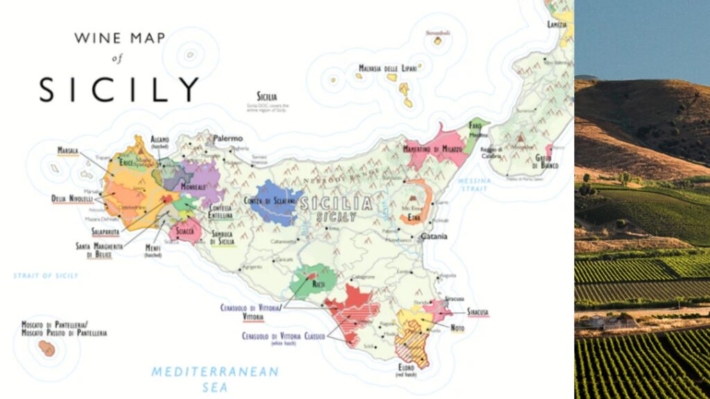 Carte viticole de la Sicile