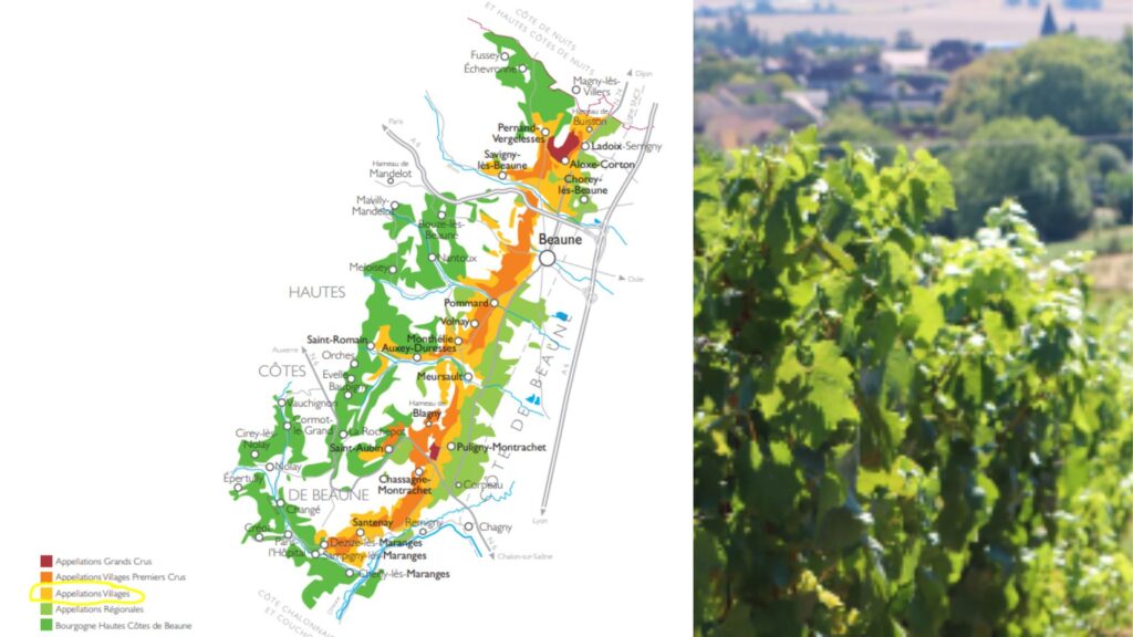 Carte viticole côte de Beaune-Villages