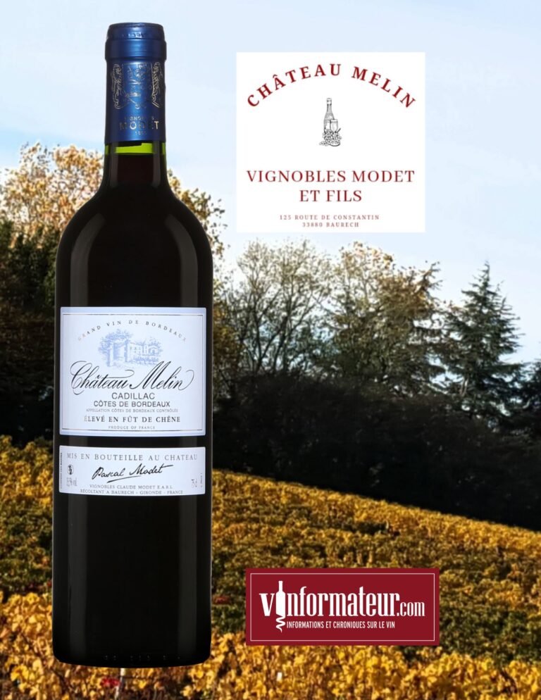 Château Melin, France, Bordeaux, Cadillac Côtes de Bordeaux 2018 bouteille