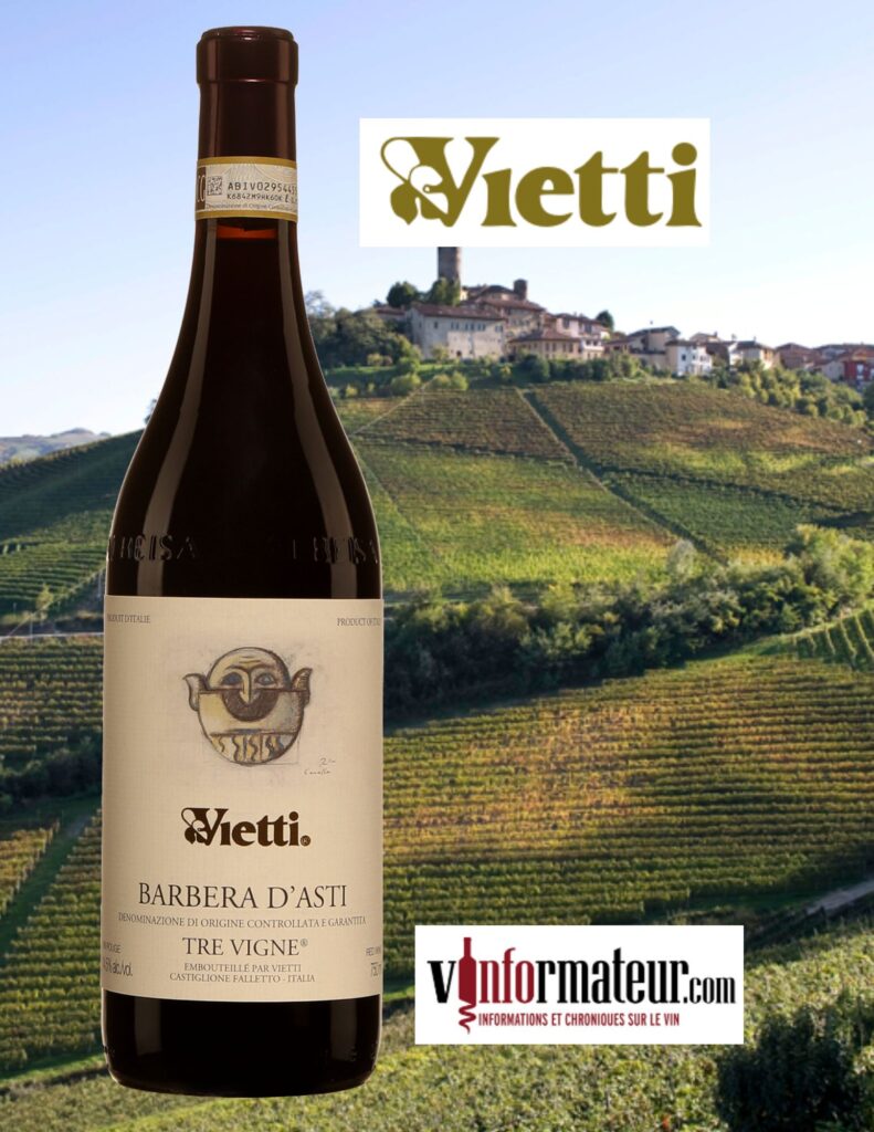 Barbera d’Asti, Tre Vigne, Italie, Piémont, Barbera d’Asti D.O.C.G., Vietti, vin rouge, 2020 bouteille