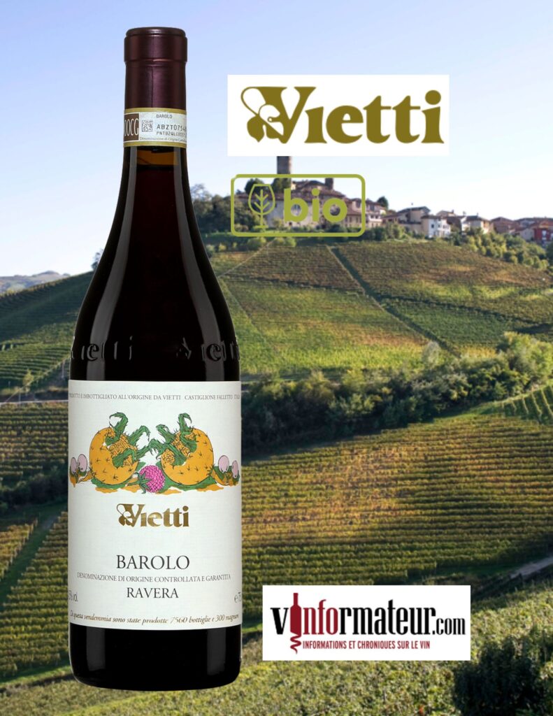 Barolo Ravera, Italie, Piémont, Vietti, vin rouge bio, 2019 bouteille