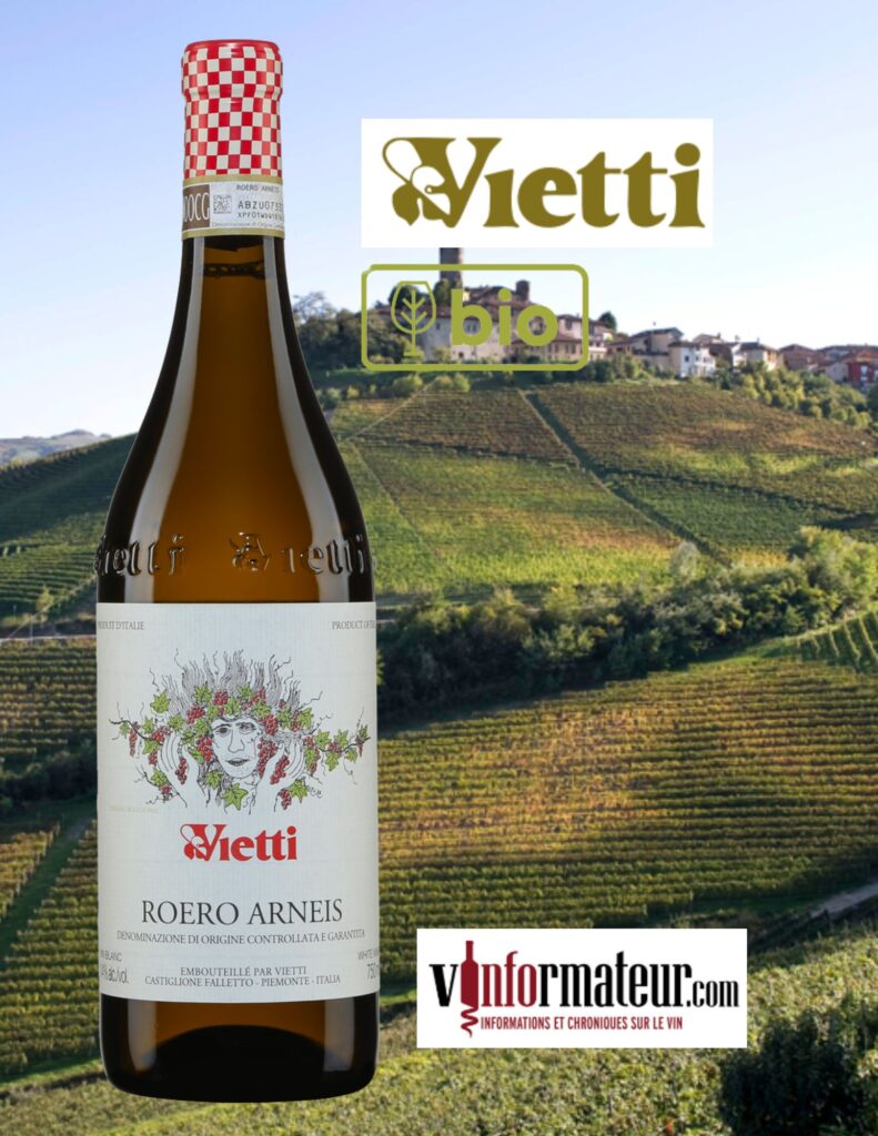 Roero, Arneis, Italie, Piémont, Vietti, vin blanc, 2022 bouteille