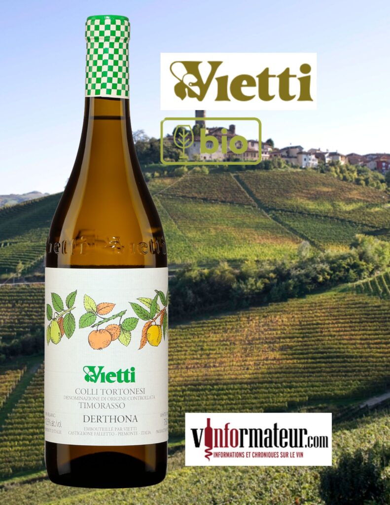 Timorasso, Derthona,  Italie, Piémont, Colli Tortonesi Timorasso D.O.C. Vietti, vin blanc bio, 2021 bouteille