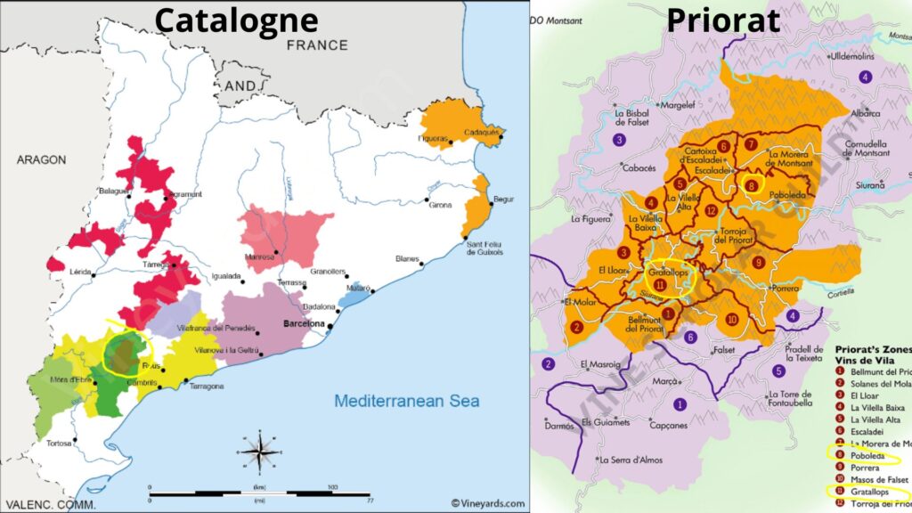 Cartes viticoles Catalogne et Priorat