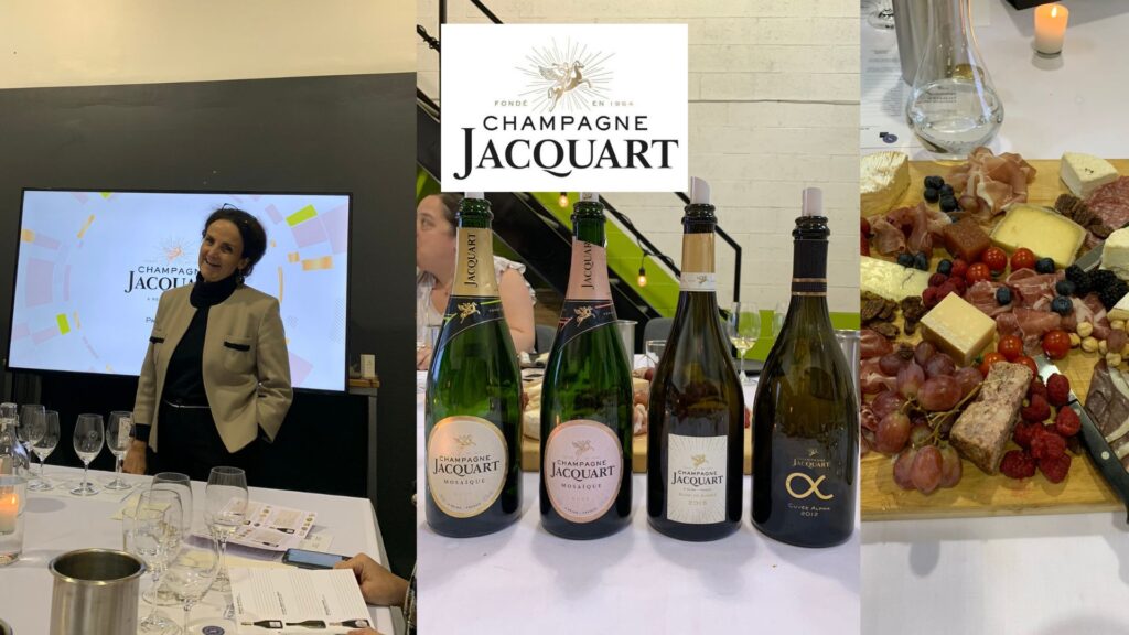 Dégustation des champagnes Jacquart: Joelle Weiss oenologue, champagnes dégustés. Agence Noble Sélection. 