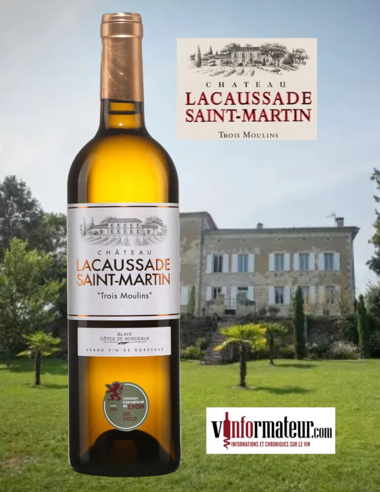 Château La Caussade, St-Martin, Trois Moulins, Blaye Côtes de Bordeaux, vin blanc, 2020 bouteille