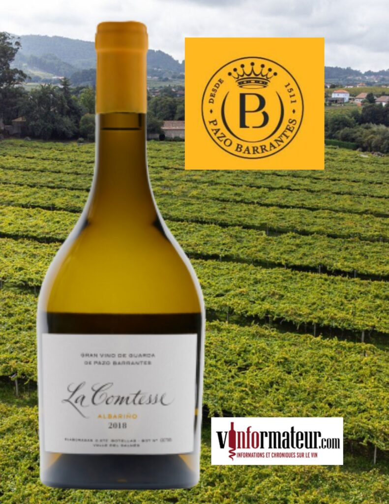 Albarino, Gran Vino de Guarda, La Comtesse, Marqués de Murriata, Pazo Barrantes, Espagne, Rias Baixas, vina blanc, 2018 bouteille