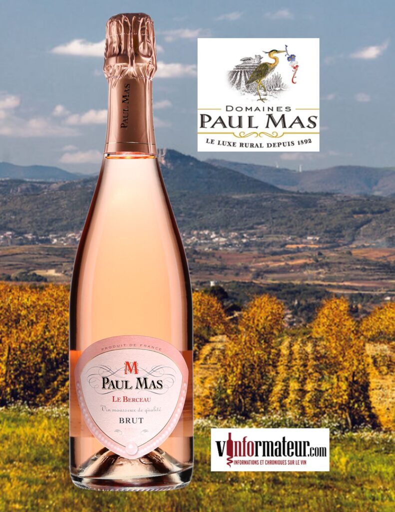 Le Berceau, Domaines Paul Mas, vin mousseux rosé méthode traditionnelle, Brut, 2020 bouteille