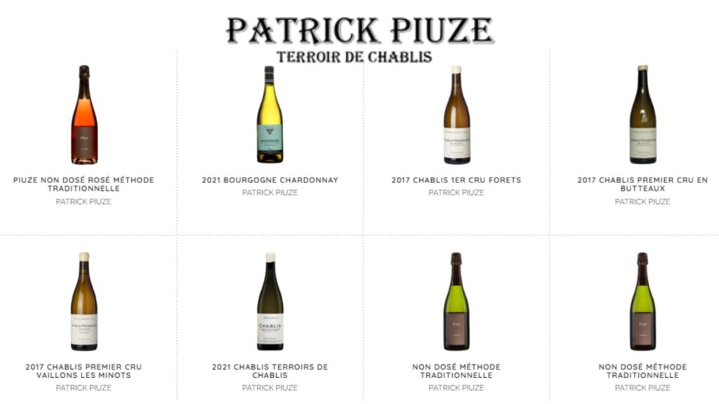 Vins de Patrick Piuze - agence La Céleste bouteilles