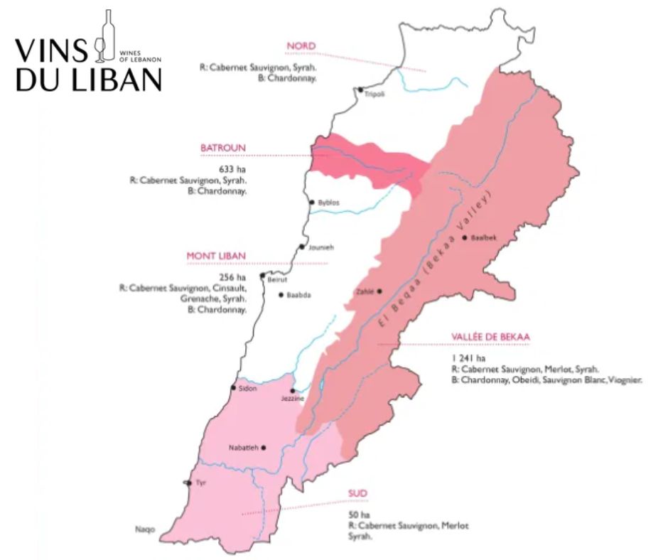 Carte viticole Liban