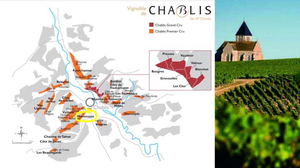 Carte viticole Chablis - Montmains