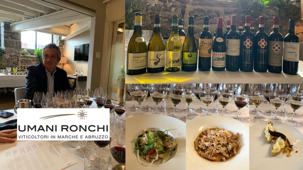 Michele Bernetti président CEO Umani Ronchi, vins dégustés et repas au restaurant Graziella bouteilles