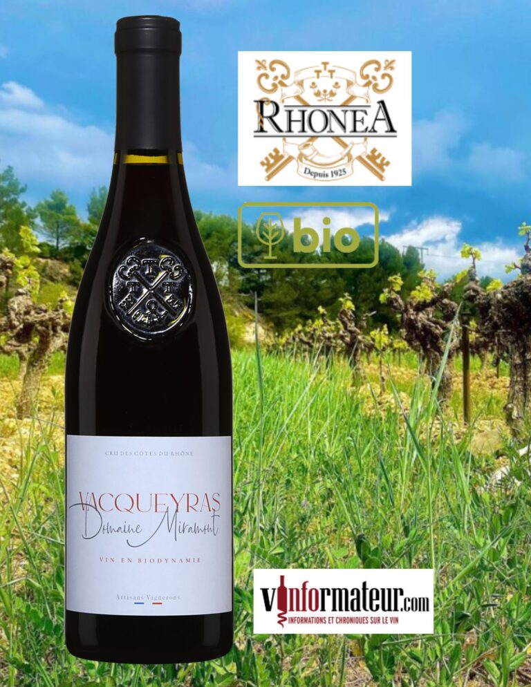 Domaine Miramont, Vallée du Rhône, Vacqueyras, vin rouge bio, 2019 bouteille