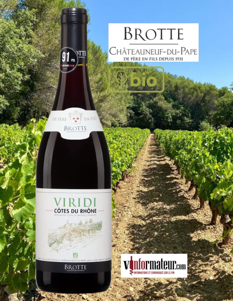Viridi, Côtes-du-Rhône AOC, Brotte, vin rouge bio, 2021 bouteille