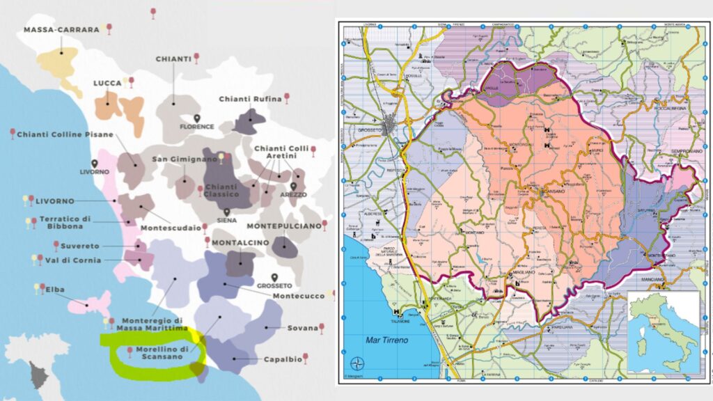Carte viticole région de Maremma