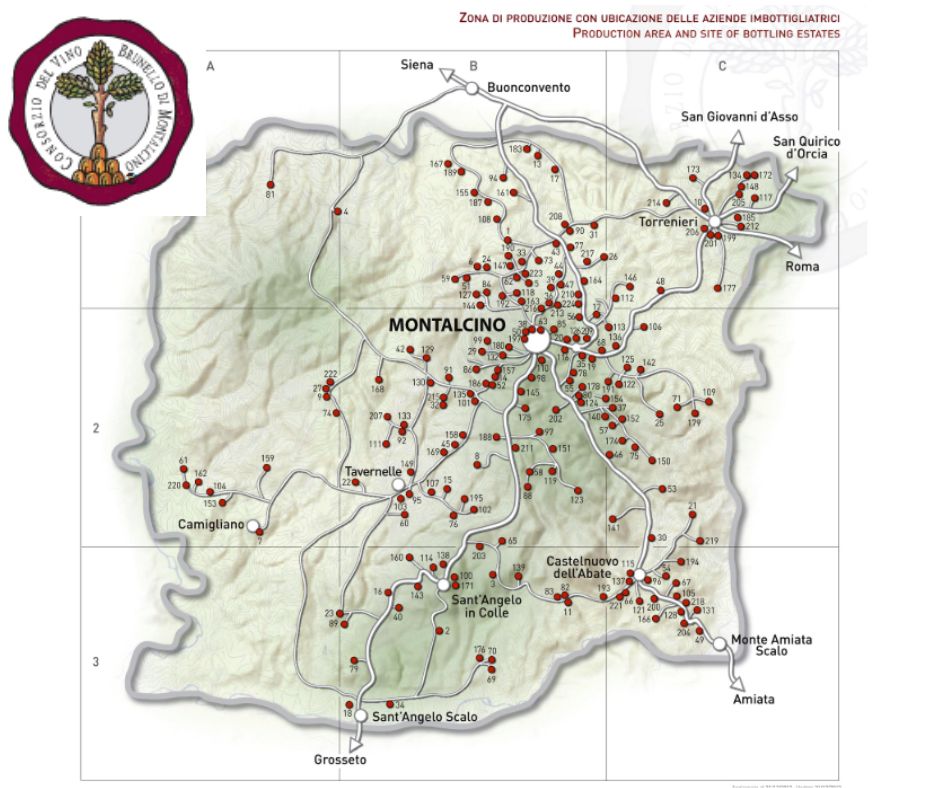 Carte viticole Brunello di Montalcino
