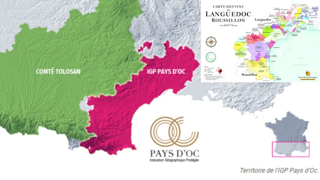 Carte viticole Pays d'Oc IGP