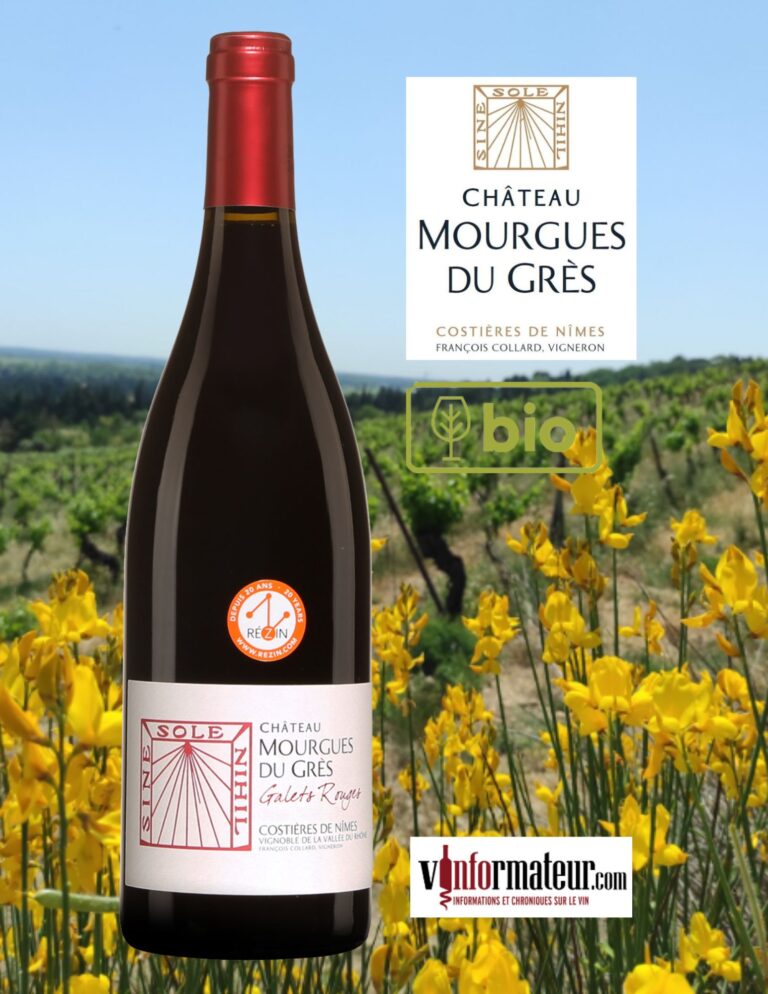 Château Mourgues du Grès, Galets Rouges, Costières de Nîmes, Vallée du Rhône, vin rouge bio, 2022 bouteille