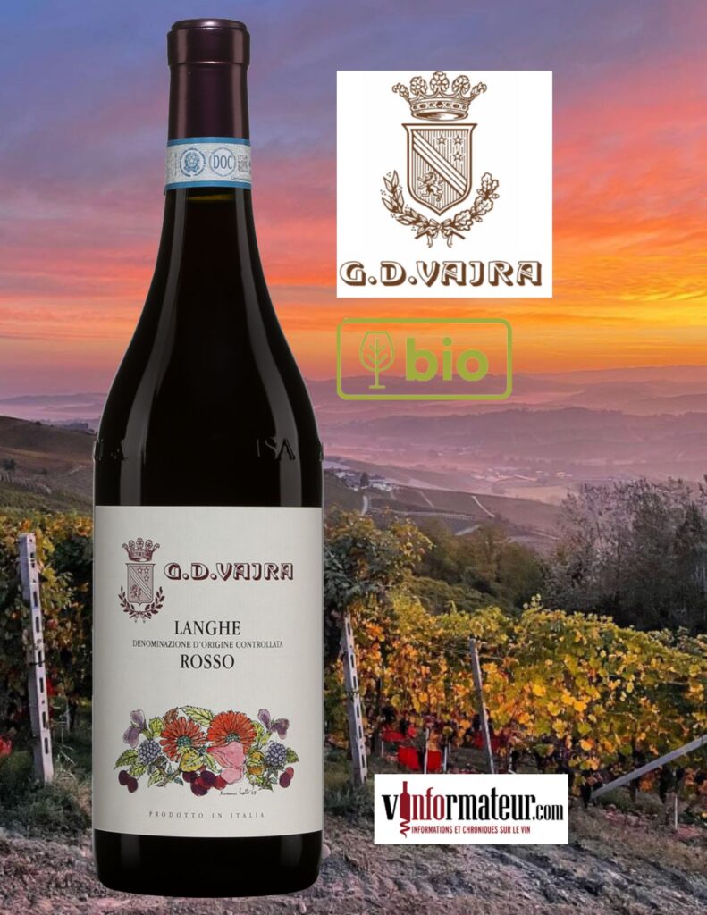 G.D.Vajra, Italie, Piémont, Langue Rosso, vin rouge bio, 2022 bouteille