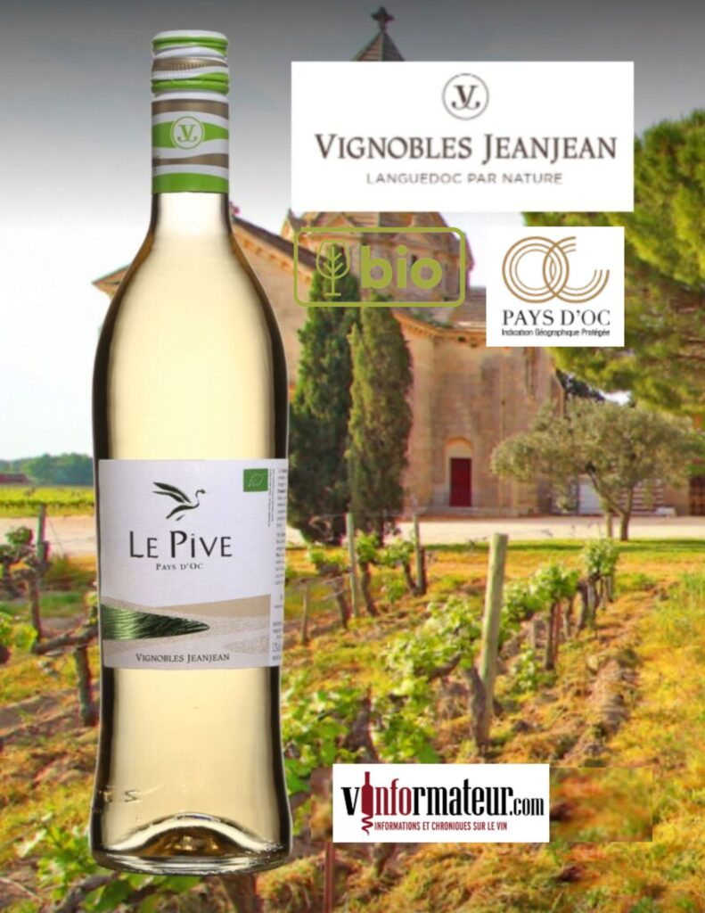 Le Pive blanc, Pays d’Oc, vin de France blanc bio, Maison JeanJean, 2022 bouteille