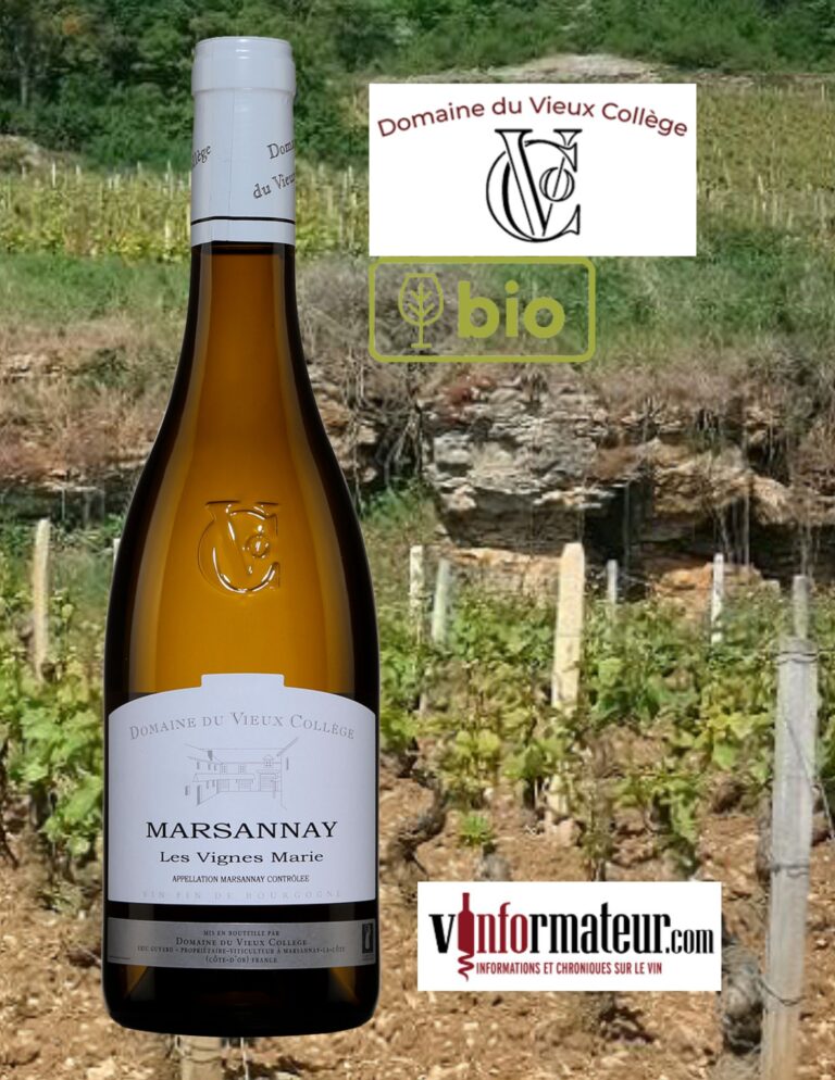 Domaine du Vieux Collège, Lieux dit Les Vignes Marie, Bourgogne, Marsannay, vin blanc bio, 2020 bouteille