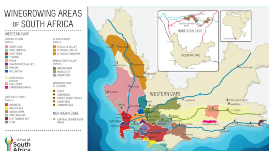 Carte viticole Afrique du Sud