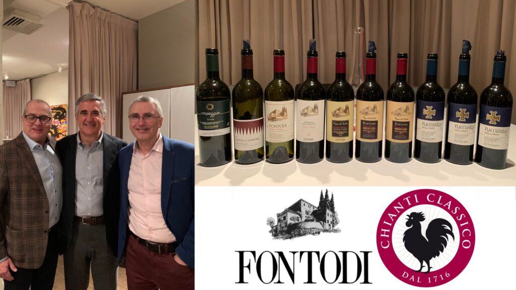 Dégustation des vins de la maison Fontodi: Jacques Bélec Montalvin, Giovanni Manetti Fontodi et Claude Lalonde (Vinformateur).