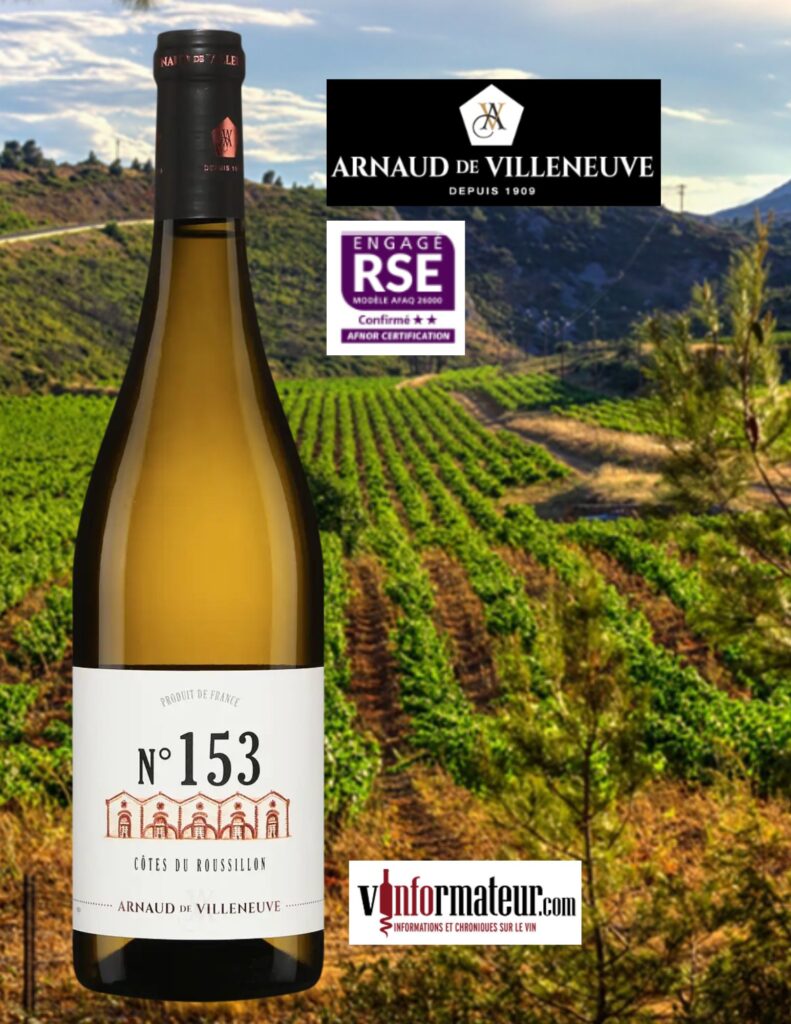 Arnaud de Villeneuve, No 153, Côtes du Roussillon, vin blanc, 2022 bouteille