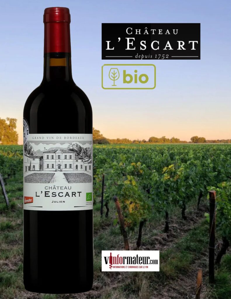 Château L’Escart, Bordeaux Supérieur, Cuvée Julien, vin rouge biodynamie, 2021 bouteille