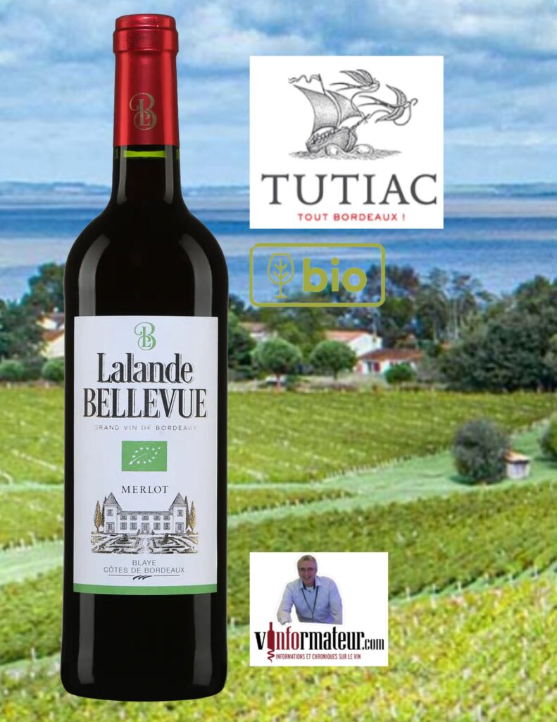 Lalande Bellevue, Blaye Côtes de Bordeaux, Les Vignerons de Tutiac, vin rouge bio, 2021 bouteille